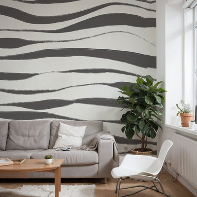 Mid-Century Modern Abstract Paintbrushes Wall Mural