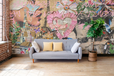 Collage Retro Grunge Heartbreak Wall Mural