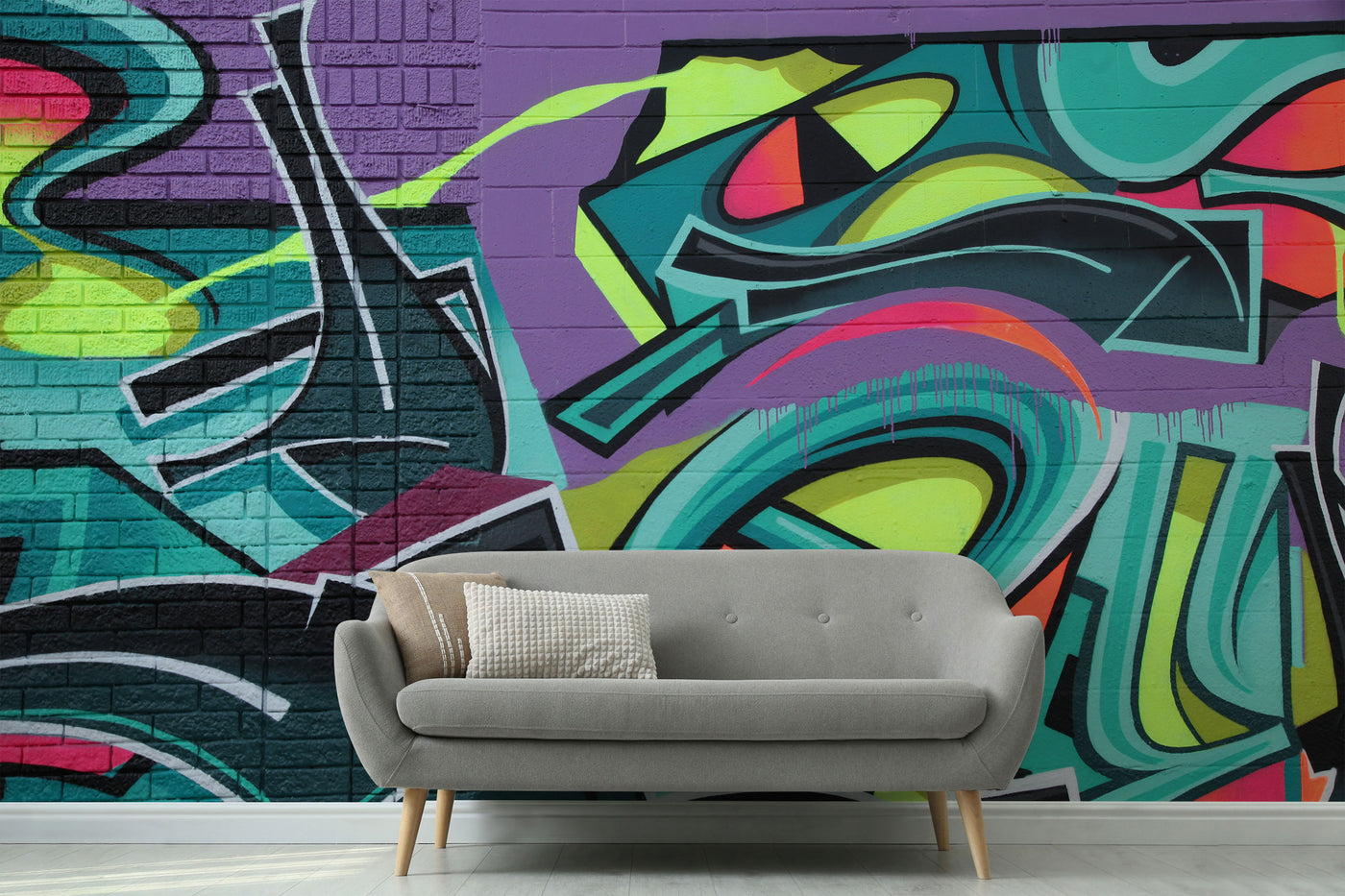 Vintage Graffiti Brick Wall Mural