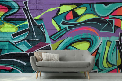 Vintage Graffiti Brick Wall Mural