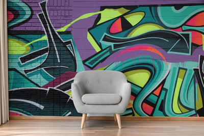 Vintage Graffiti Brick Wall Mural