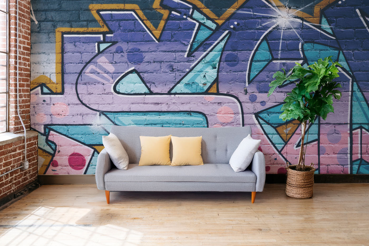 Urban Graffiti Brick Wall Mural