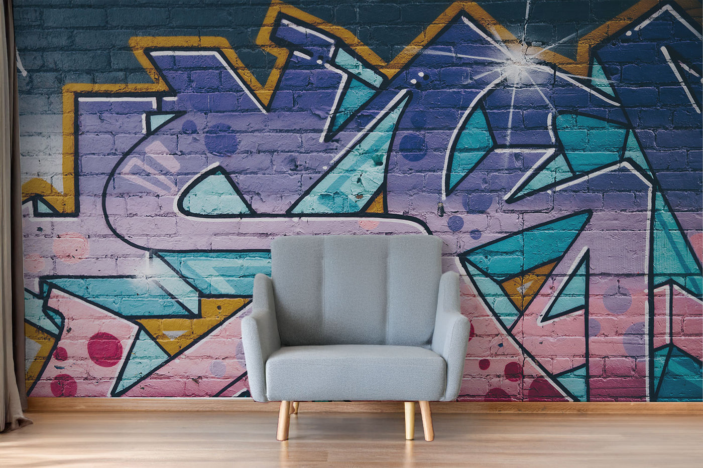 Urban Graffiti Brick Wall Mural