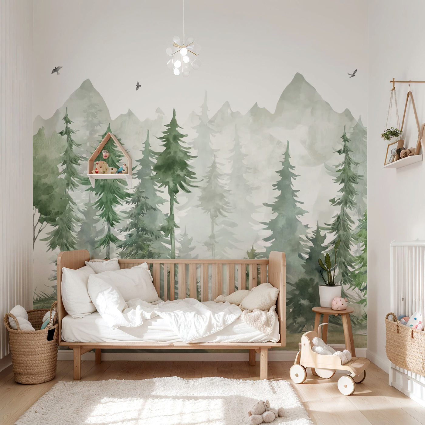 Watercolor Mountains & Forest Wall Mural