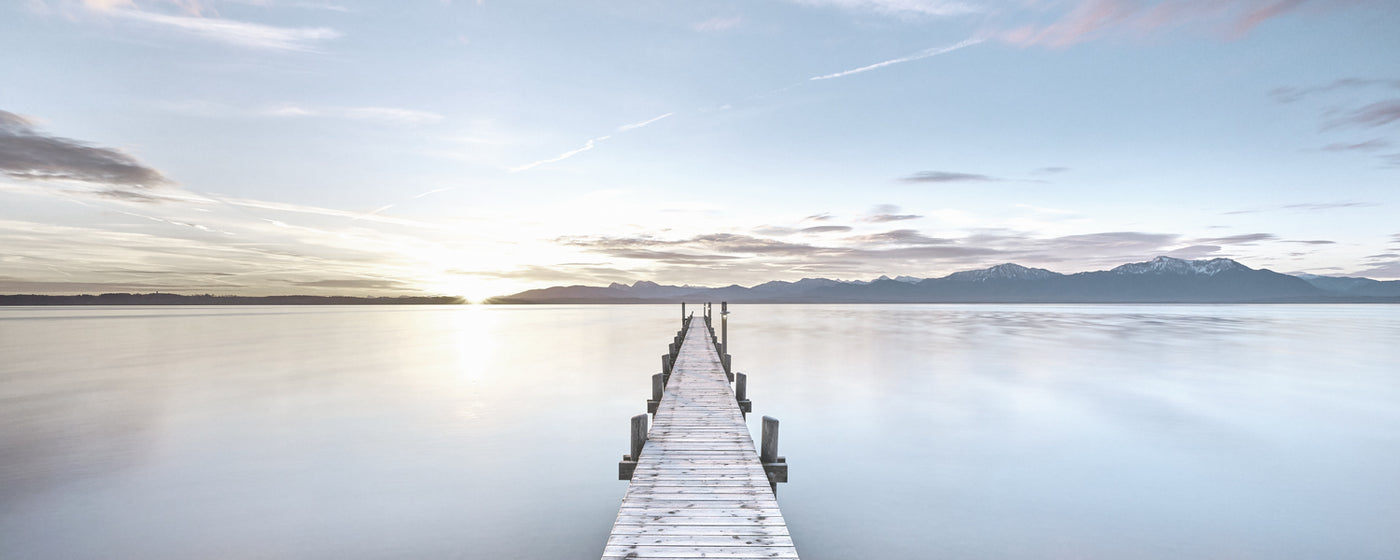 Panorama Serene Lakeside Dock Wall Mural