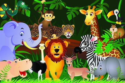 Animals in the jungle Wall Mural | Nursery Murals | Eazywallz