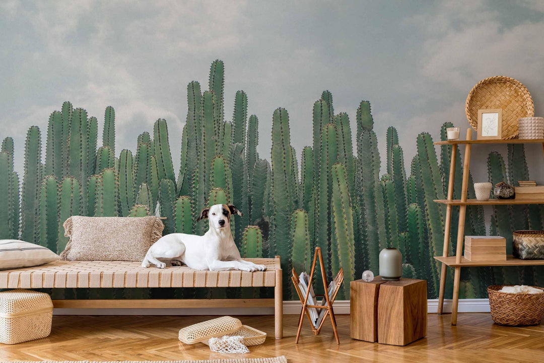 Removable outlet Wallpaper,Cactus Wall Mural, Tropical Vinyl or Self Adhesive